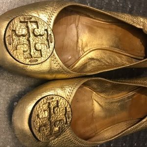 Tory Burch Gold Reva Flats